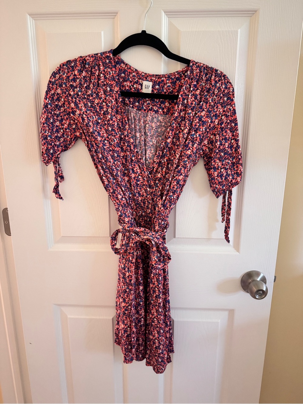 GAP Floral Wrap Mini Dress in Pink and Blue